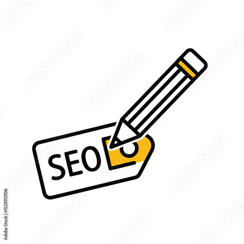 Seo optimization tag with pencil icon