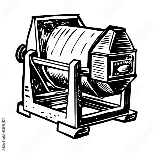 A vintage style illustration showing mixer machine