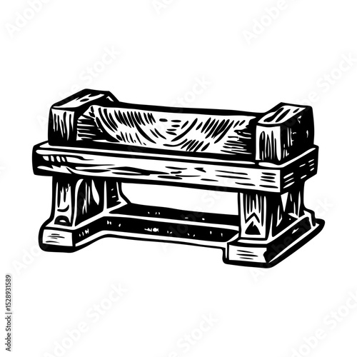 A glyph style illustration showing mason bench