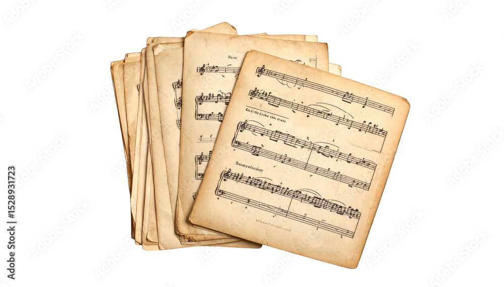 Naklejka premium Vintage sheet music stack