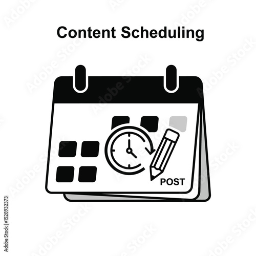 Content scheduling calendar icon illustration