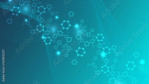 Abstract molecular structure illustration representing science technology and healthcare concepts