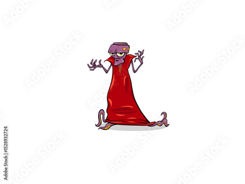 Cartoon alien sorcerer in red robe