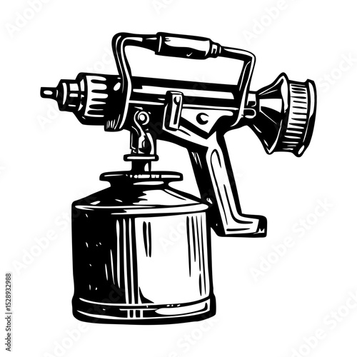 A glyph style illustration showing paint sprayer