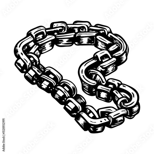 A vintage style illustration showing steel chain