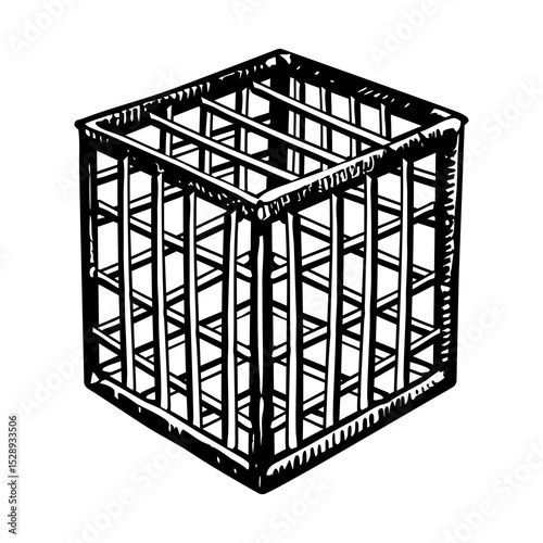 A vintage style illustration showing rebar cage