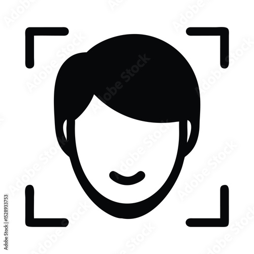 Face recognition icon vector illustration man detected by artificial intelligence