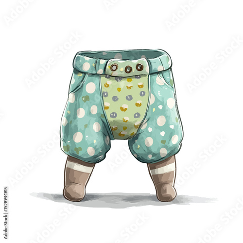 Baby diaper on a white 
