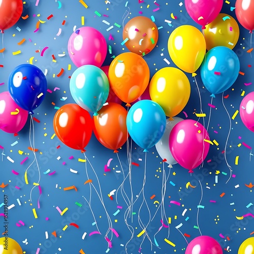 A vibrant sky full of colorful balloons celebrating a happy birthday party