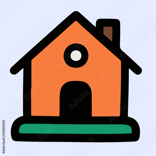 House vector illustration of orange home design, suitable for real estate or property concept icons.