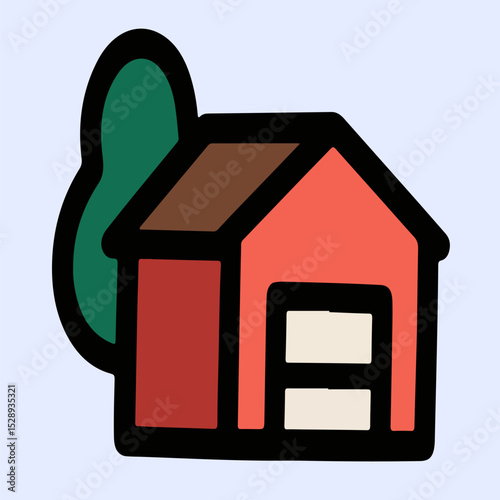 House vector flat cartoon red house, suitable for building icons, illustration, and property graphics.