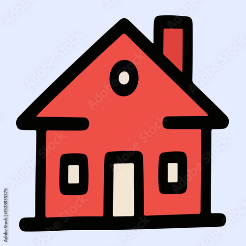 House vector showing red facade home, suitable for real estate agents, icons, or house rental assets.