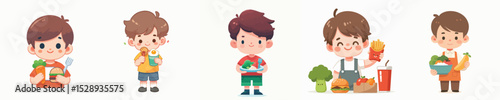 boy character vector holding food