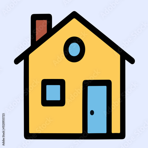 House vector yellow suburban family home, suitable for residential web icons, estate ads, or infographics.
