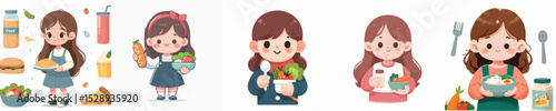 vector character girl holding food