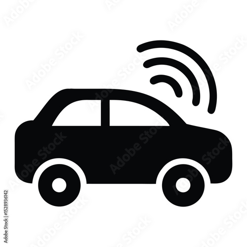 Black smart car icon autonomous vehicle technology illustration