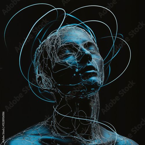 Abstract representation of artificial intelligence featuring interconnected lines and patterns, symbolizing neural networks, data processing, and futuristic technology in a minimalist design.