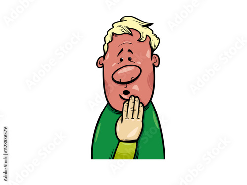 A Cartoon Man Reacting with Surprise and Disbelief to Something Unexpected