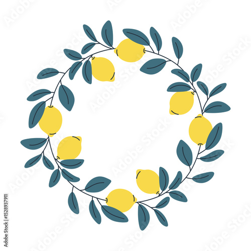 Decorative lemon wreath, perfect for summer minimalist designs