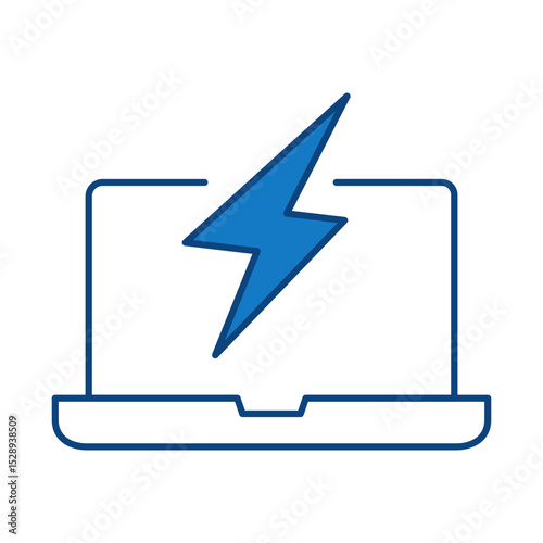 Laptop Blue Line Editable Stroke Icon. PC, Computer Functions, Settings, Technology, Security, Shopping, Wallet, Marketing, Promotion, Communication Collection Vector Illustration.