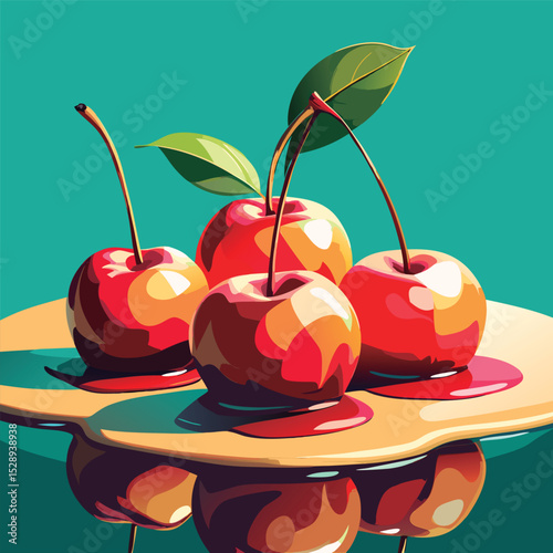 Colorful cherries dripping with juice.