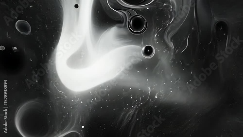 Abstract Monochrome Ink Swirls: A Cosmic Dance of Black and White