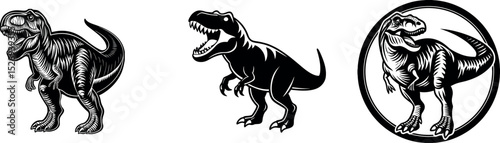 set of vector dinosaur silhouette.