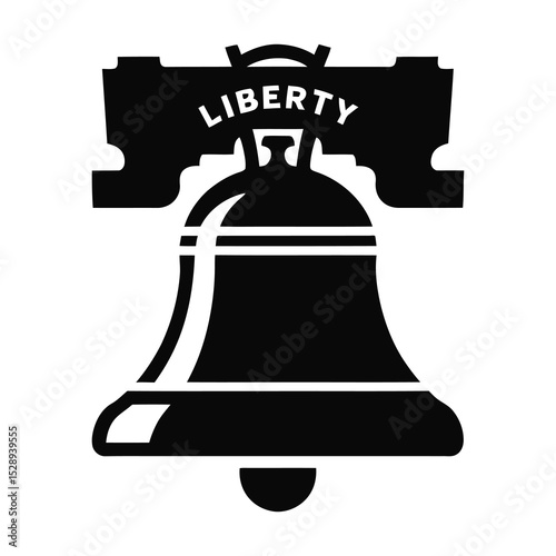 Liberty bell icon black and white graphic