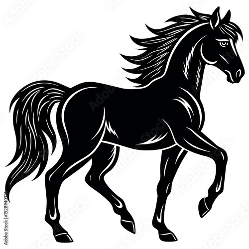 Black horse silhouette vector illustration .
