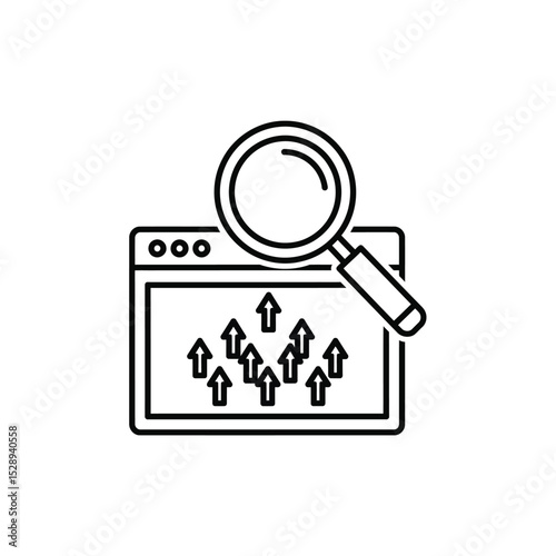 Website traffic analysis magnifying glass icon