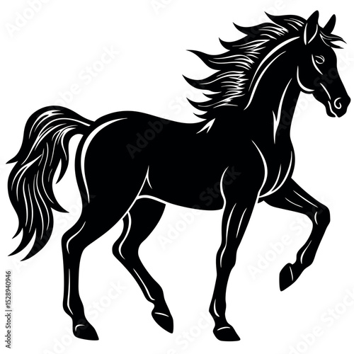 Black horse silhouette vector illustration .