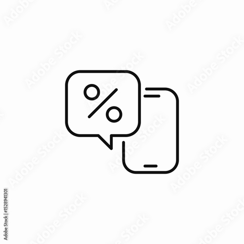 mobile percentage message icon sign vector