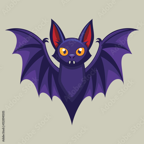 Cute purple bat spreads its wings.
