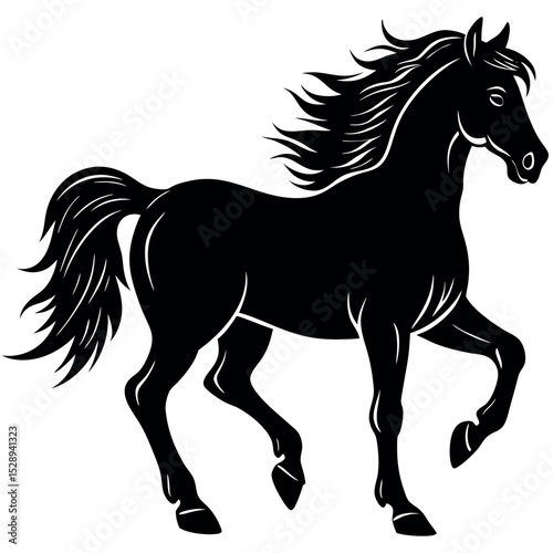 Black horse silhouette vector illustration .