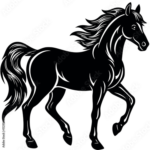 Black horse silhouette vector illustration .