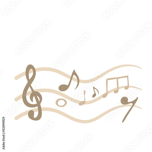 Music notes on wavy lines vector illustration