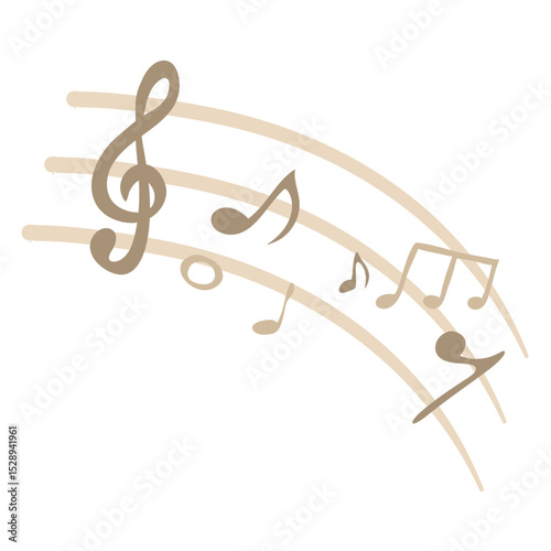 Music notes on wavy lines vector illustration