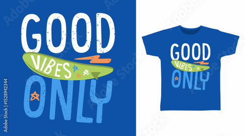 Good vibes only hand drawn typography vector, ready for print on t-shirt and other uses.