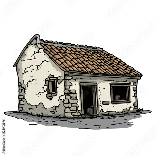 Old house on white background