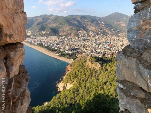 View from the Turkish fortress to the mountains and the city