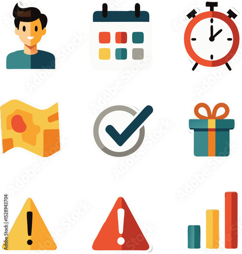 Office Icon Set People Calendar Data Business Vector