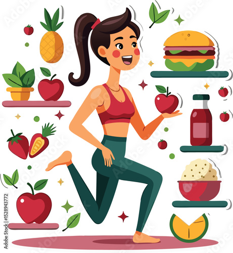 Woman Exercising and Embracing Healthy Lifestyle at Home