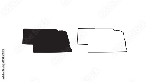 Nebraska state map with black silhouette and outline on white background