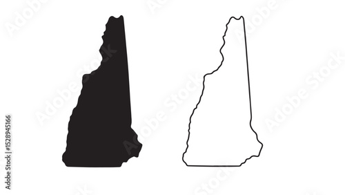 New Hampshire state map with black silhouette and outline on white background