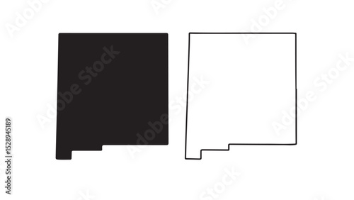 New Mexico state map with black silhouette and outline on white background