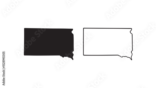 South Dakota state map with black silhouette and outline on white background