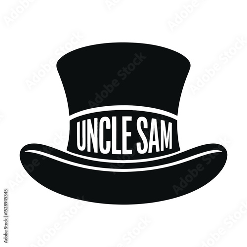 Uncle sam top hat icon black and white
