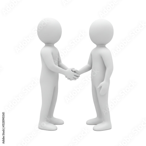 3d figures shaking hands agreement isolated on transparent background