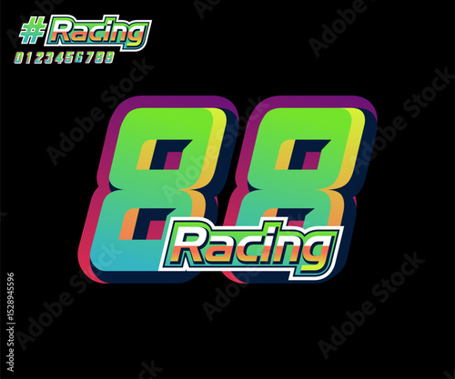 Automotive and sports number 88 racing effect vector template