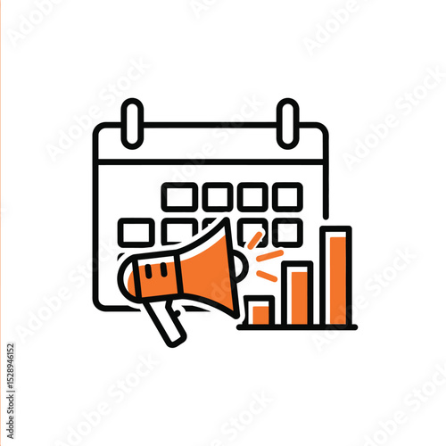Calendar marketing announcement with growth chart icon